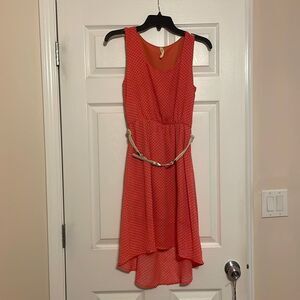 Coral polka dot dress